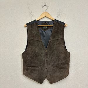 SCULLY Mens Genuine Leather Western Cowboy Vest in Espresso Snap Front